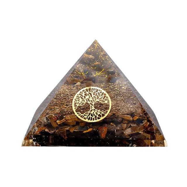 Orgonite Pyramide Oeil de tigre Arbre de vie