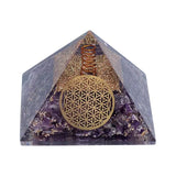 Orgonite Pyramide améthyste fleur de vie