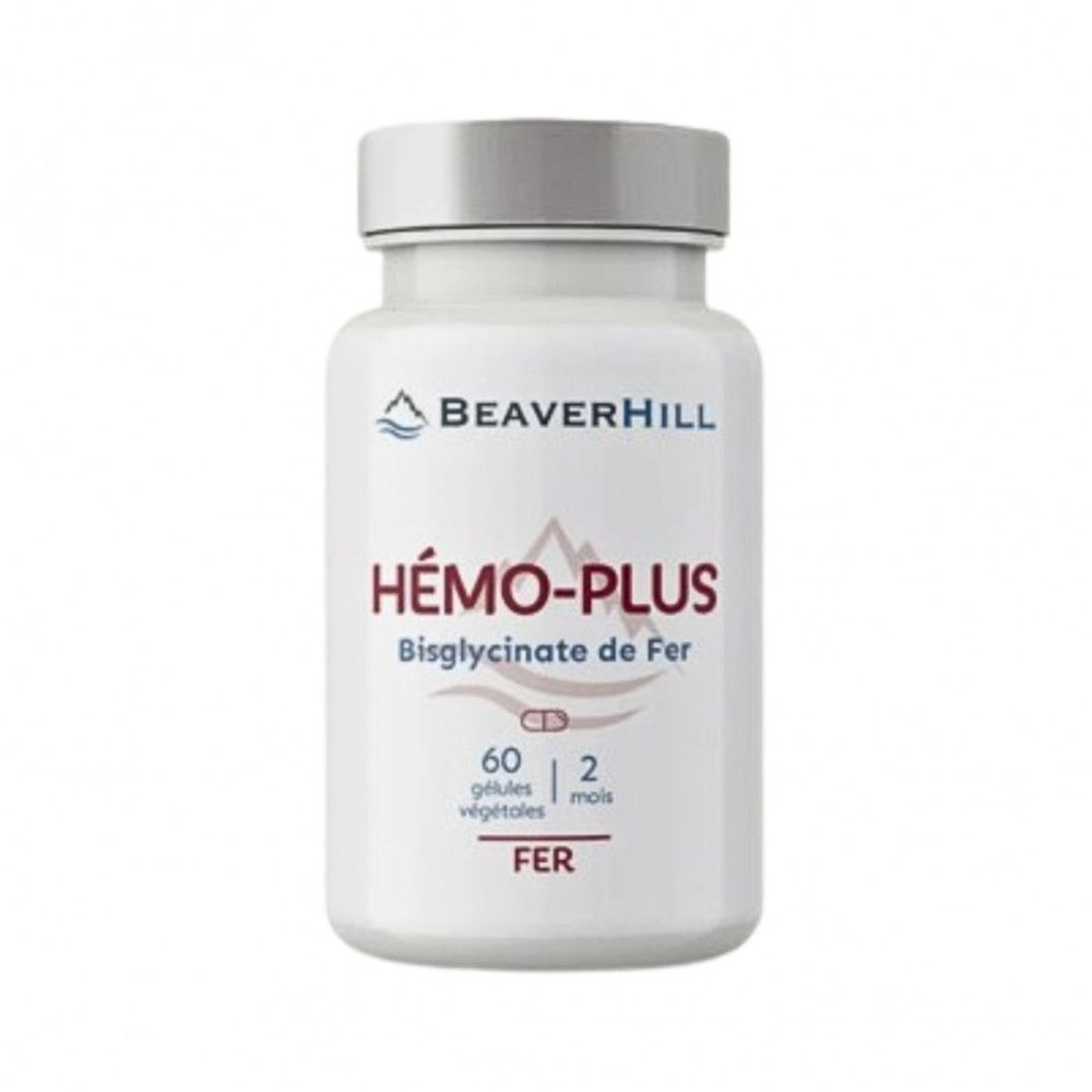 Hemo-Plus Bisglycinate de Fer Beaverhill, 60 gélules