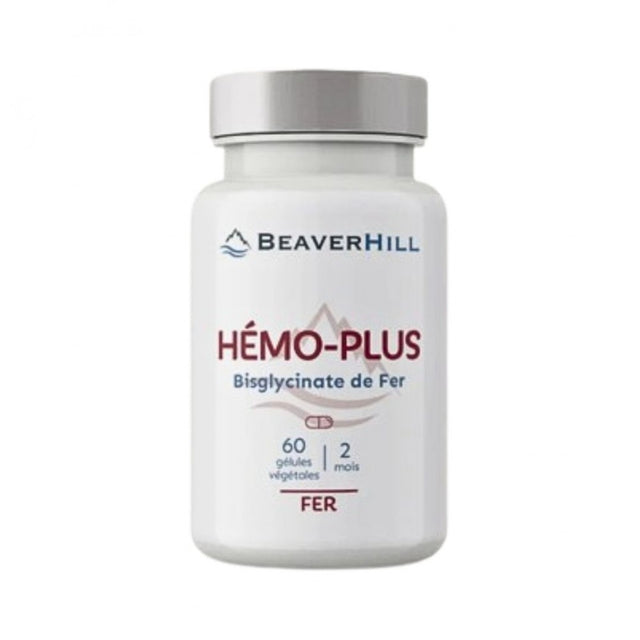 Hemo-Plus Bisglycinate de Fer Beaverhill, 60 gélules