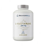 Pilulier de L-Glutamine BeaverHill, 120 gélules végétales en pullulan dosées à 650 mg, fabriqué en France